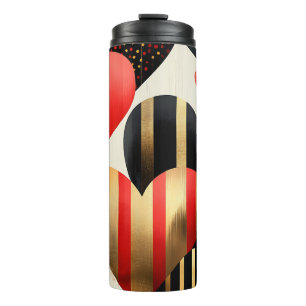 SCHWARZ-WEISSE ROTE GOLD MODERNE VALENTINE HERZEN THERMOSBECHER