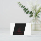 Schwarz-weiße rote Monogramm-Visitenkarte Visitenkarte (Stehend Vorderseite)