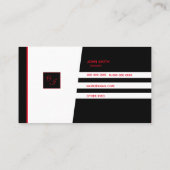 Schwarz-weiße rote Monogramm-Visitenkarte Visitenkarte (Rückseite)