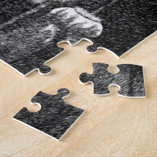 Schwarz-weiße Rote Pfoten Blume Art Template Puzzle (Seite)