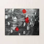 Schwarz-weiße Rote Pfoten Blume Art Template Puzzle (Horizontal)