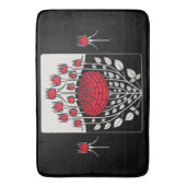 SCHWARZ-WEISSE ROTE ROSEN,ROSENKNOSPE Jugendstil Badematte (Vorderseite Vertikal)