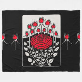 SCHWARZ-WEISSE ROTE ROSEN,ROSENKNOSPE Jugendstil Fleecedecke (Vorderseite (Horizontal))