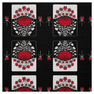 SCHWARZ-WEISSE ROTE ROSEN,ROSENKNOSPE Jugendstil Stoff