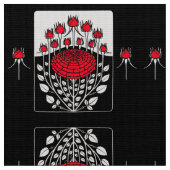 SCHWARZ-WEISSE ROTE ROSEN,ROSENKNOSPE Jugendstil Stoff (Nahaufnahme)