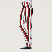 Schwarz-weiße rote Streifen Leggings (Links)