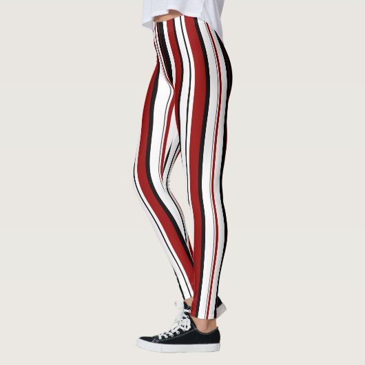 Schwarz-weiße rote Streifen Leggings (Links)