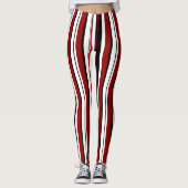 Schwarz-weiße rote Streifen Leggings (Vorderseite)