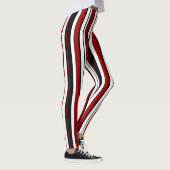 Schwarz-weiße rote Streifen Leggings (Rechts)