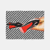 Schwarz-weiße rote Unterseite beschuht Fleecedecke (Vorderseite (Horizontal))