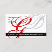 Schwarz-weiße rote Visitenkarte Monogramm A bis Z (Vorderseite)