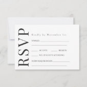 Schwarz-weiße RSVP-Karten RSVP Karte (Vorderseite)