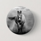 Schwarz-weiße Running Horse Freedom Button (Vorderseite)