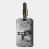 Schwarz-weiße Running Horse Freedom Gepäckanhänger (Vorderseite vertikal)