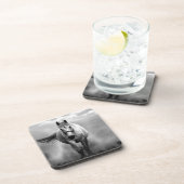 Schwarz-weiße Running Horse Freedom Getränkeuntersetzer (Rechte Seite)