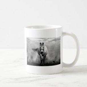 Schwarz-weiße Running Horse Freedom Kaffeetasse