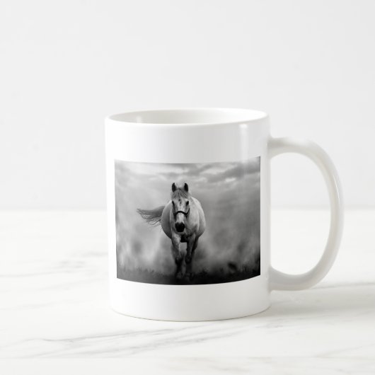 Schwarz-weiße Running Horse Freedom Kaffeetasse (Rechts)