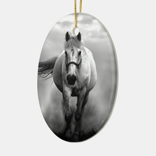 Schwarz-weiße Running Horse Freedom Keramik Ornament (Links)