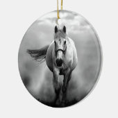 Schwarz-weiße Running Horse Freedom Keramik Ornament (Links)