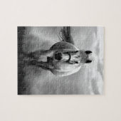 Schwarz-weiße Running Horse Freedom Puzzle (Horizontal)