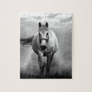 Schwarz-weiße Running Horse Freedom Puzzle