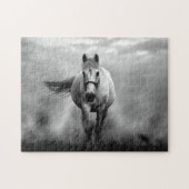 Schwarz-weiße Running Horse Freedom Puzzle (Horizontal)
