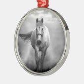 Schwarz-weiße Running Horse Freedom Silbernes Ornament (Links)