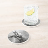 Schwarz-weiße Running Horse Freedom Untersetzer (Seite)