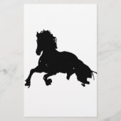Schwarz-weiße Running Horse-Silhouette Briefpapier (Vorderseite)