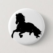 Schwarz-weiße Running Horse-Silhouette Button (Vorderseite)