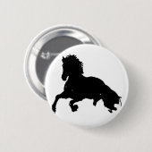 Schwarz-weiße Running Horse-Silhouette Button (Vorne & Hinten)