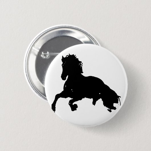 Schwarz-weiße Running Horse-Silhouette Button (Vorne & Hinten)