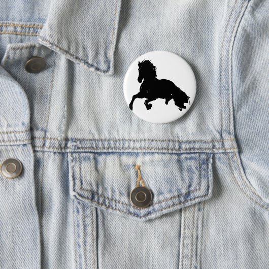 Schwarz-weiße Running Horse-Silhouette Button (Beispiel)