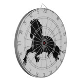 Schwarz-weiße Running Horse-Silhouette Dartscheibe (Vorderseite Links)