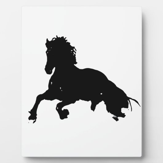 Schwarz-weiße Running Horse-Silhouette Fotoplatte (Vorderseite)