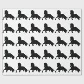 Schwarz-weiße Running Horse-Silhouette Geschenkpapier (Flach)