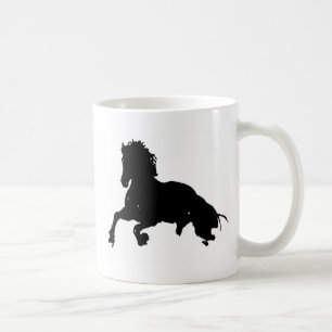 Schwarz-weiße Running Horse-Silhouette Kaffeetasse