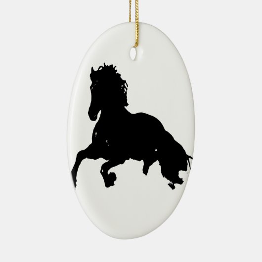 Schwarz-weiße Running Horse-Silhouette Keramikornament (Rechts)