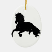 Schwarz-weiße Running Horse-Silhouette Keramikornament (Vorne)