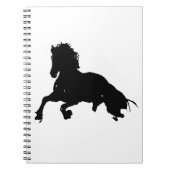 Schwarz-weiße Running Horse-Silhouette Notizblock (Vorderseite)