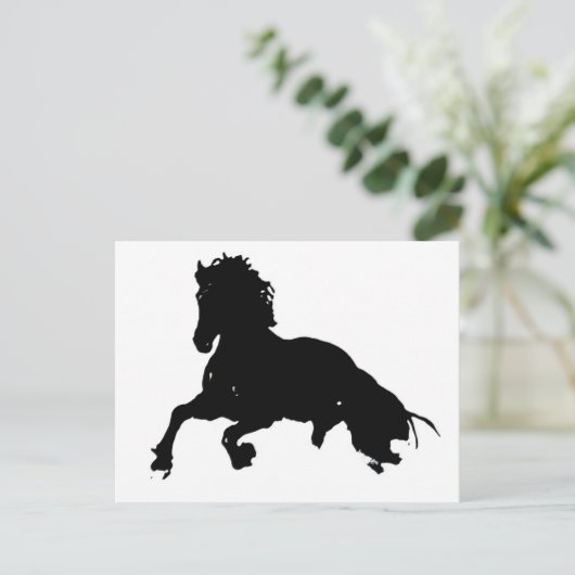 Schwarz-weiße Running Horse-Silhouette Postkarte (Stehend Vorderseite)