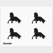 Schwarz-weiße Running Horse-Silhouette Rechteckiger Aufkleber (Blatt)