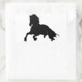 Schwarz-weiße Running Horse-Silhouette Rechteckiger Aufkleber (Tasche)
