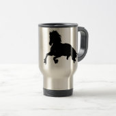 Schwarz-weiße Running Horse-Silhouette Reisebecher (VorderseiteRechts)