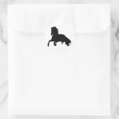Schwarz-weiße Running Horse-Silhouette Runder Aufkleber (Tasche)