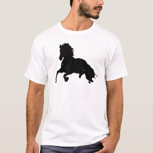 Schwarz-weiße Running Horse-Silhouette T-Shirt