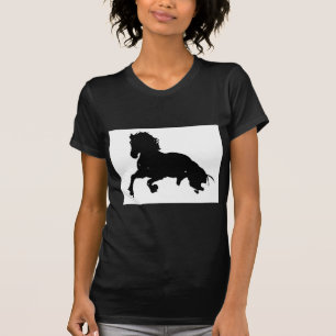 Schwarz-weiße Running Horse-Silhouette T-Shirt