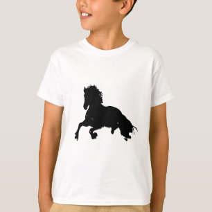 Schwarz-weiße Running Horse-Silhouette T-Shirt