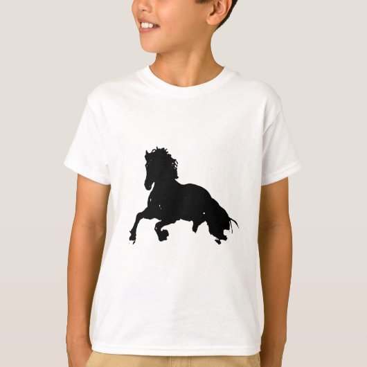 Schwarz-weiße Running Horse-Silhouette T-Shirt (Vorderseite)