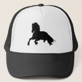 Schwarz-weiße Running Horse-Silhouette Truckerkappe (Vorderseite)